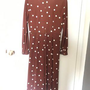 Talbots Brown and white polkadot dress
